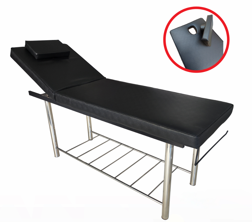 examination couch with face holes stainless steel