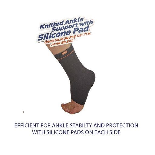 [105] KNITTED ANKLE SUPPORT WITH SILICONE PAD XL